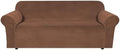 H.VERSAILTEX Stretch Velvet Sofa Covers Large Couch Covers Sofa Slipcovers Furniture Protector with Non Slip Elastic Bottom Feature Thick Comfy Rich Velour (Extra Wide Sofa 98"-105", Caramel Cafe)