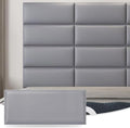 Art3d 12-Pack Peel and Stick Upholstered Headboard, 9.84 x 23.62 in, Grey