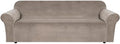 H.VERSAILTEX Stretch Velvet Sofa Covers Large Couch Covers Sofa Slipcovers Furniture Protector Soft with Non Slip Elastic Bottom, Feature Thick Comfy Rich Velour (Extra Wide Sofa 98"-105", Taupe)