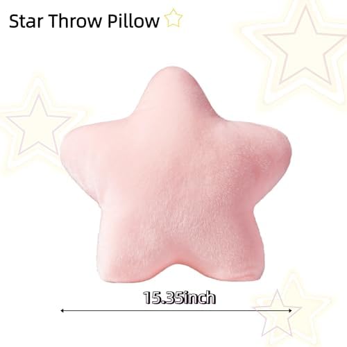 2PCS Star Pillow Set,15.35“ Cute Pink Decorative Throw Pillows for Bed