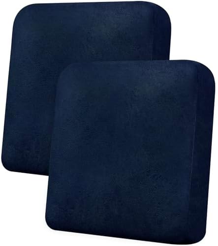 Loveseat Cushion Covers Leather-Look 2PC Stretch Love Seat Slipcover Sets for Living Room Individual Couch Seat Protector, Pet-Friendly, Non-Slip, Easy Fit - Navy