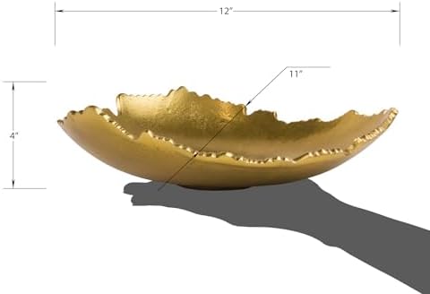 Red Co. 12” Decorative Antique Golden Allure Torn Metal Centerpiece Bowl with Sculpted Edges