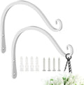 FEED GARDEN Heavy Duty Plant Hooks - 2 Pack 8 Inch Wall Mounted Hanging Brackets, 44lb Capacity Steel Plant Hangers for Bird Feeders, Baskets, Wind Chimes Outdoor Indoor- White
