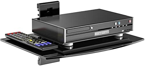 WALI 1 Tier Glass Floating TV Wall Shelf for Projector, DVD Players