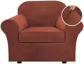 H.VERSAILTEX Rich Polyester and Spandex 2 Piece Cover Chair Slipcover Sofa Cover Furniture Protector Couch Soft with Elastic Bottom Chair Couch Cover with Arms, Machine Washable(Chair, Rust)