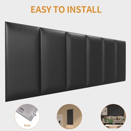 Headboards Wall Panel for Full, Queen and King - Self-Adhesive 3D Upholstered Panel for Bedroom/Living Room (12 Pieces 9.84 in x 23.6 in)