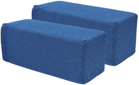 2 Pack Couch Arm Rest Pillow, 8''x8''x20'' Linen Cover, High Density Foam Armrest Cushion, Removable & Washable Elbow Support for Sofa, Bed, and Armchair (Indigo Blue)