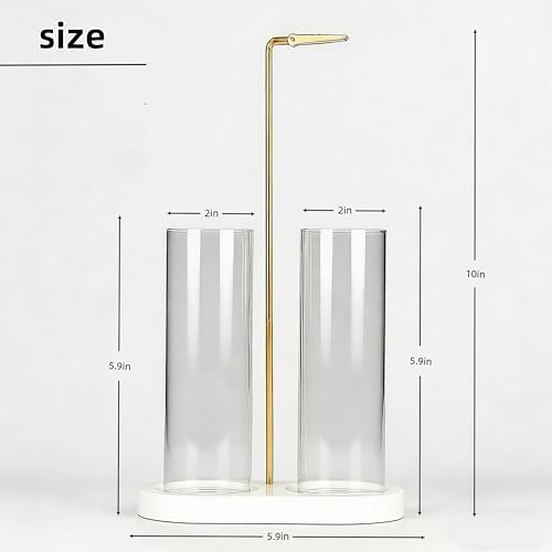 Glass Incense Holder,White Nordic Minimalist Incense Sticks Burner Holder with Storage,Luxe Hang Upside Down Incense Holder for Sticks with Ash Catcher for Meditation Yoga Room (White)