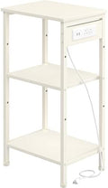 Asgolion Tall End Table with Charging Station, Narrow Tall Side Table