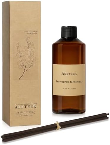 Reed Diffuser, Lemongrass Rosemary Fresh Ginger Scented Oil Refill