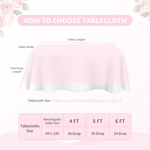 Pink Lace Tablecloth Table Fabric 6pcs 60x120 Inch for Vintage Boho Wedding