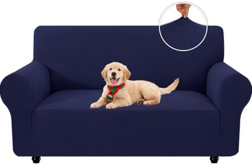 XINEAGE Stretch 2 Seater Slipcover, Non-Slip Pet Couch Cover,Navy Blue