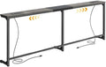 Huuger 63.4-78.3'' Extendable Behind Couch Table with Outlets, Grey