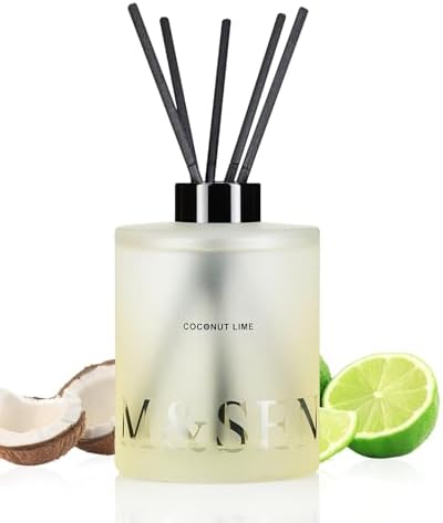 M&SENSE Reed Diffuser Set, Coconut Lime, 17 oz Natural Essential Oil