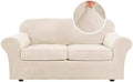 H.VERSAILTEX Real Velvet Plush 3 Piece Stretch Sofa Covers Couch Covers for 2 Cushion Couch Sofa Slipcovers Width Up to 90 Inch Feature Thick Soft Stay in Place (Sofa, Butter Cream)