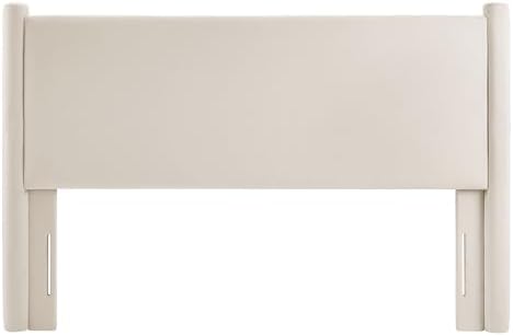 Modway Rael King Upholstered Headboard with Pillars in Alabaster – Velvet Headboard – Stain-Resistant Performance Velvet Headboard for King Size Beds