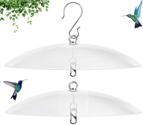 12" Bird Feeder Rain Guard, Hummingbird Feeder Shade Dome Cover, Hanging Baffle for Bird Feeder Pole,Smart Birds Feeder's Umbrella(Translucent), 2 Pack