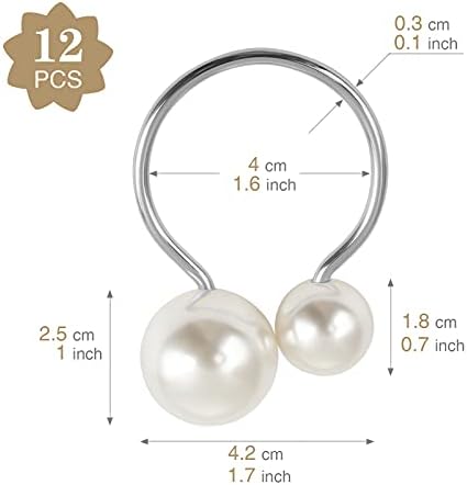Kesote Pearl Napkin Rings Set of 12, Silver Napkin Wraps
