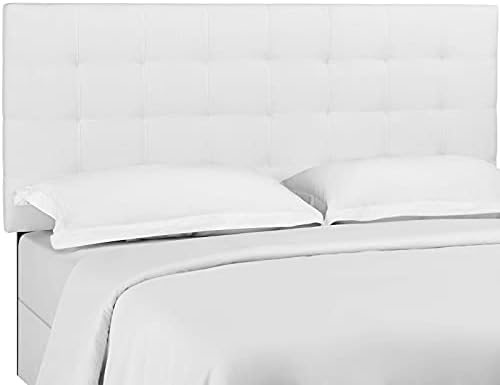 Modway Paisley Upholstered Tufted Linen Fabric Full / Queen Headboard Size in White