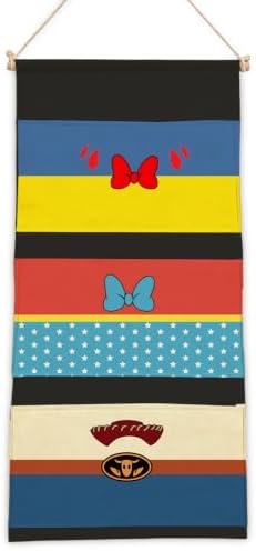 3-Pocket Hanging Wall Organizer, Colorful Bow and Star Over Door Storage
