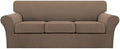 Turquoize 4 Piece Sofa Covers for 3 Cushion Couch Sofa Slipcover Soft Couch Cover for Dogs-Washable Sofa Furniture Cover with 3 Individual Cushion Covers (3 Cushion Sofa, Macchiato)