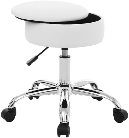 Adjustable Vanity Stool Storage Swivel Rolling Vanity Chair with Wheels