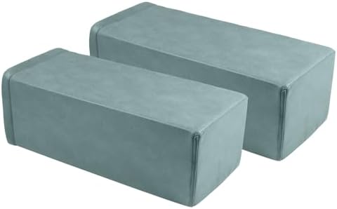 2 Pack Couch Arm Rest Pillow, 8''x8''x20'' Faux Leather Waterproof Cover, High Density Foam Armrest Cushion, Removable & Washable Elbow Support for Sofa, Bed, and Armchair (Blue)