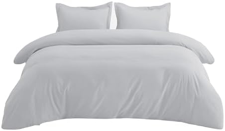 Bedsure Duvet Cover Queen Size, Double Brushed Bedding Set, Silver Grey