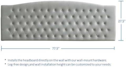 24KF Upholstered Tufted Button Velvet Wall Mounted Headboard,Comfortable Fashional Headboard King/CA King Size, 6058-K-Gray