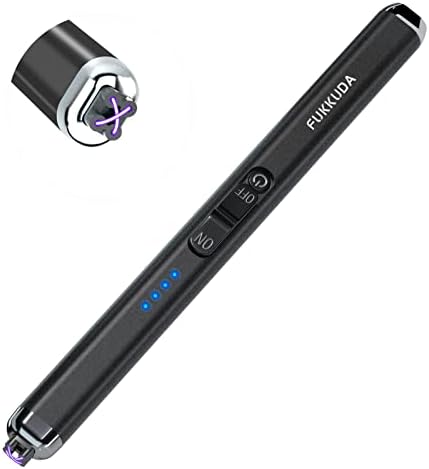 FUKKUDA Upgraded Dual Arc Electric Candle Lighter - USB Rechargeable, Windproof Flameless, Ideal Christmas Stocking Stuffer for Candles, Camping (Obsidian Black)