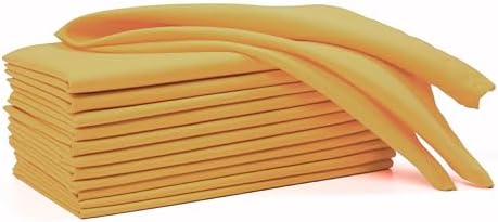 Ramanta Home Set of 12 Polyester Cloth Napkins 18x18 Inches, Mustard