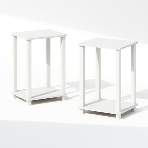 Furinno Simplistic Set of 2 Toolless 2-Tier Night Stand, White