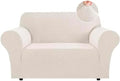 Flamingo P High Stretch Sofa Slipcover Non Slip Loveseat Covers for 2 Cushion Couch Washable Pet Furniture Protector Covers with Elastic Bottom, Thick Jacquard Fabric (Medium, Ivory)