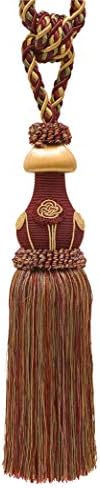 DÉCOPRO Exquisite Hand Crafted Curtain & Drapery Tassel Tieback Tassel Length 12" 32" Spread (Style# TBBL1) Autumn Leaves Red #5716 (Burgundy Red Apple Green Light Gold) Sold Individually