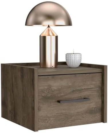 DEPOT E-SHOP 59" Yorktown Floating Nightstand, Space-Saving Design with Handy Drawer and Surface, Dark Brown – Bedside Nightstand with Storage for Bedroom Beside Tables & Small Spaces