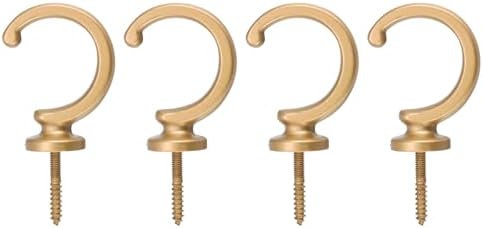 uxcell 4Pcs Curtain Holdback, Aluminum Alloy Wall Mounted Curtain Holders Drapery Tieback Hooks for Living Room Bedroom Office (Gold)