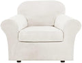 H.VERSAILTEX Rich Velvet Stretch 2 Piece Chair Cover Chair Slipcover Sofa Cover Furniture Protector Couch Soft with Elastic Bottom Chair Couch Cover Width Up to 49 Inch (Chair, Porcelain White)