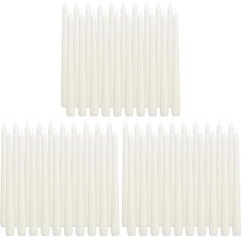 flamecan Ivory Taper Candles, Set of 20 Unscented and Smokeless 10 Inch Taper Candles Long Burning, Paraffin Wax with Cotton Wicks for Burning Approxinately 7-8 Hours Time (Pack of 3)