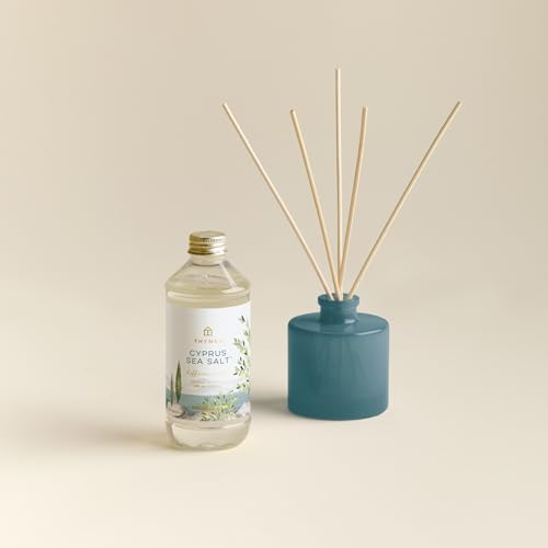 Thymes Reed Diffuser Oil Refill – Fragrance Oil for Diffuser Refill – Flameless Home Fragrance Products – Home Luxury Scents with Notes of Rosemary, Sage, & Amalfi Lemon (Cyprus Sea Salt, 7.75 fl oz)