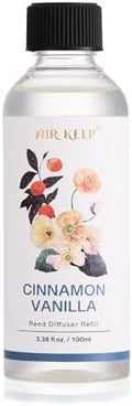 Airkeep Reed Diffuser Oil Refill/Cinnamon Vanilla/3.38oz（100ml/1 Pack/Scented Oil Refill for Reed Diffuser Home Fragrance for Bedroom, Bathroom Office Home Decor
