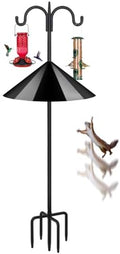 FEED GARDEN Heavy Duty Shepherds Hook Squirrel-Proof Bird Feeder Pole 92" Double Hooks 5-Prong Base & 19" Baffle for Outdoor Feeders & Plants