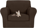 MAXIJIN 2 Piece Chair Covers Chair Slipcover with Arms, Sofa Chair Cover for Living Room Armchair Cover, Stretch Pet Dog Slip Cover for A Chair with 1 Cushion (31"-46", Coffee)