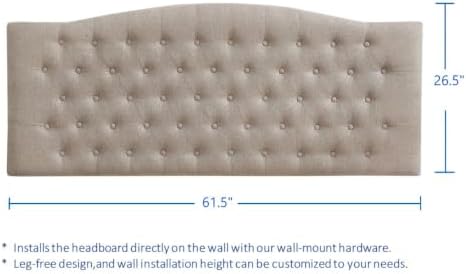 24KF Upholstered Tufted Button Wall Mounted Linen Headboard,Comfortable Fashional Headboard Queen/Full Size,6055-Q-Linen