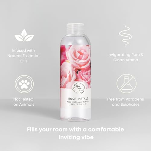 Reed Diffuser Refill, Rose Petals Diffuser Oil 6.76 fl.oz / 200ml, Home Fragrance for Bedroom, Bathroom, Office Decor