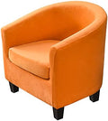 MIFXIN 2 Pieces Velvet Tub Chair Covers with Cushion Cover Stretch Soft Removable Tub Chair Slipcovers Armchair Sofa Couch Furniture Protector Cover for Living Room Club Bar Counter (Orange)
