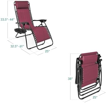 Best Choice Products Zero Gravity Chair Recliner, Burgundy
