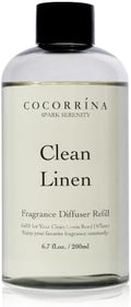 Cocorrína Clean Linen Scented Reed Diffuser Oil with 8 Sticks Fragrance for Bedroom, Bathroom, Oil Diffuser, Home Décor, 6.7 fl oz. (200 ml)