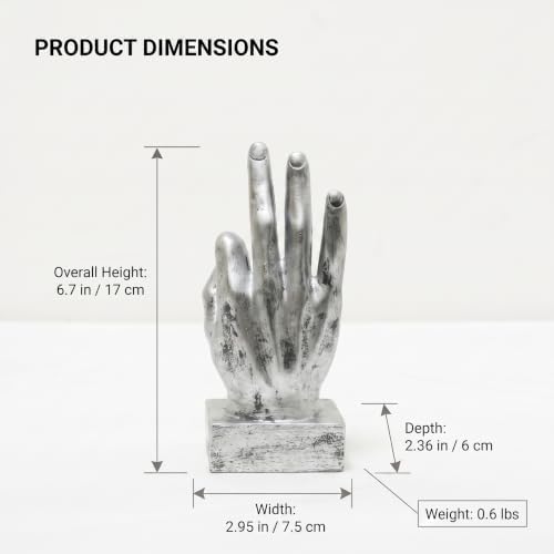 Nice purchase Hand Finger Gesture Desk Statues Fingers Sculpture Creative Home Living Room Cabinet Shelf Decoration (OK Gesture in Silver)