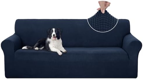 U-NICE HOME Stretch Couch Cover Slipcover for 3 Cushion Sofa, Navy