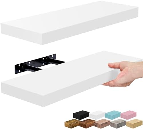 Sorbus 16 Inch Floating Shelves for Wall (2 Pack, White)